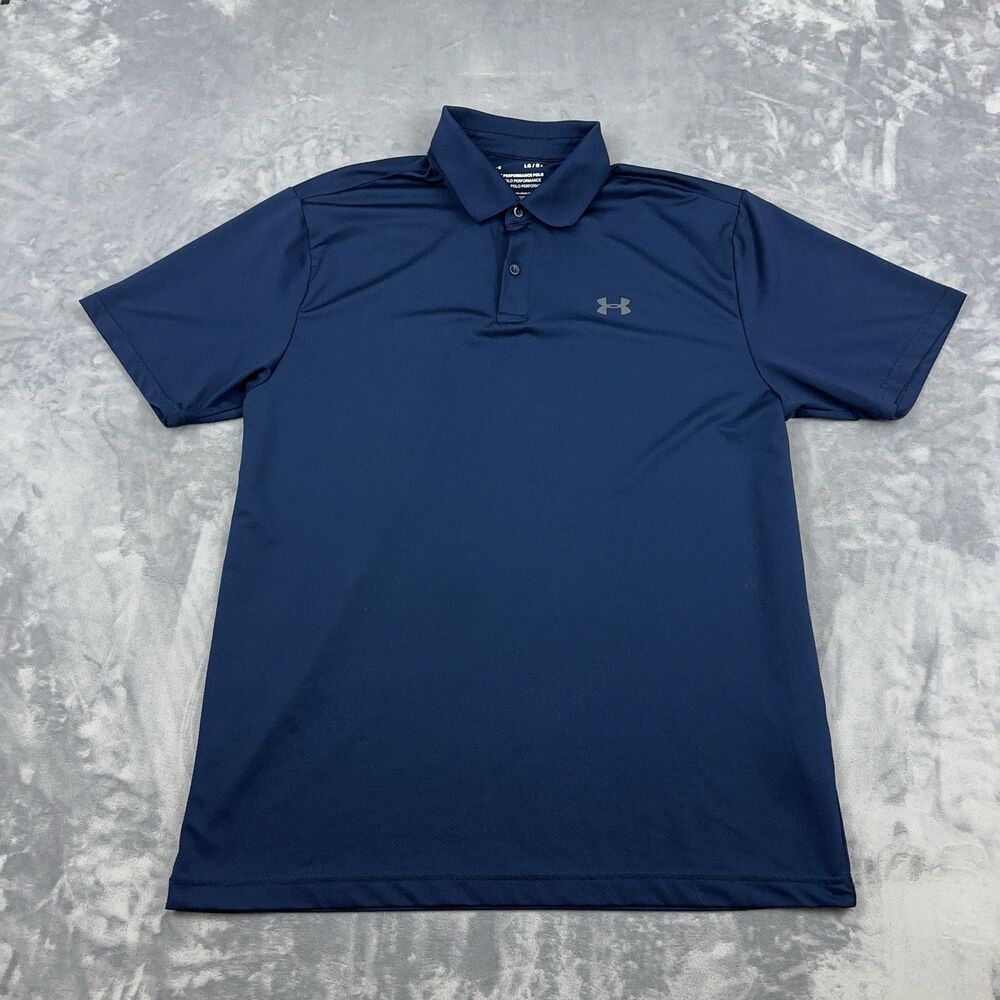 Under Armour Performance Polo Mens Size Large Navy Blue Stretch Golf Stretch